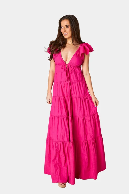 Holland Tiered Maxi Dress - Raspberry