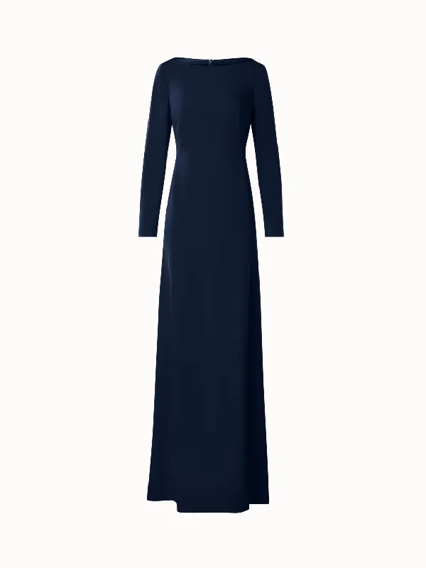 Long Silk Evening Dress with Long Sleeves