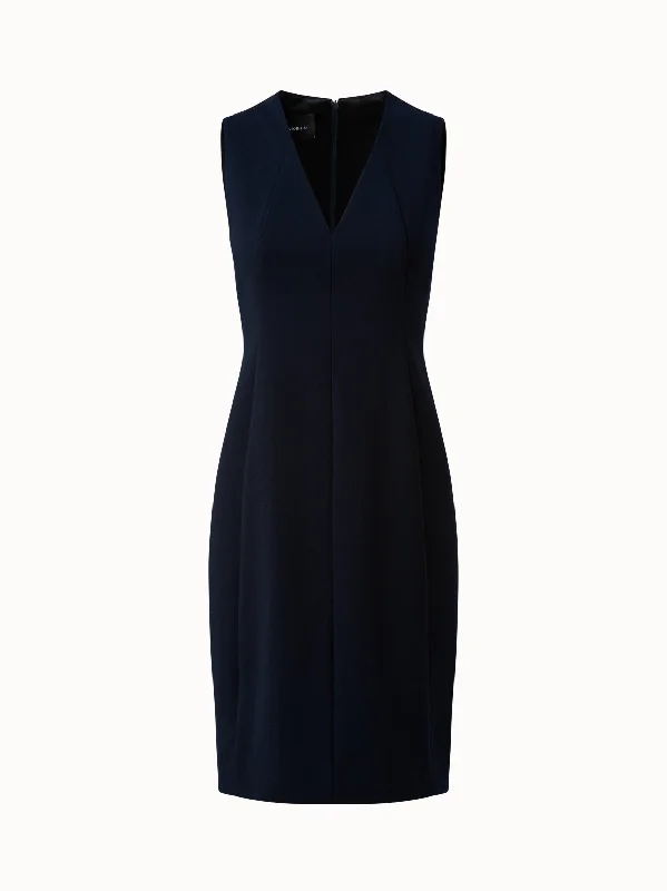 Sleeveless V-Neck Wool Double-Face Sheath Dress