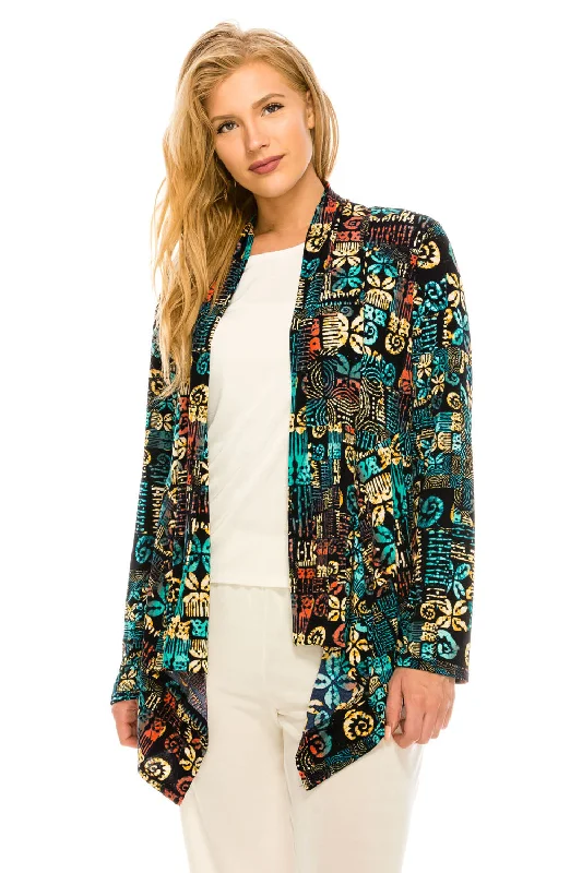 Stretchy Print Mid Cut Jacket Long Sleeve Print Plus, 4028BN-LXP1-W167