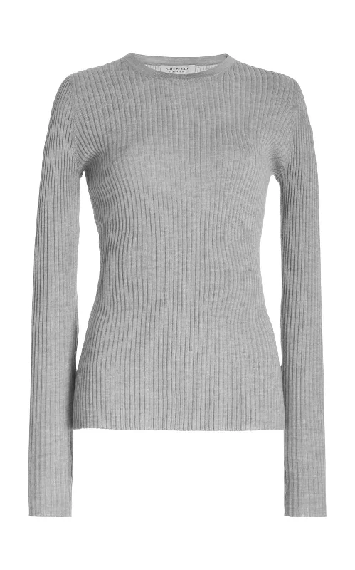 Browning Knit Sweater in Heather Grey Cashmere Silk