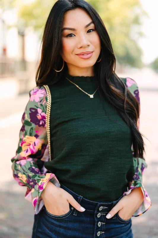 THML: Everyday Joy Green Floral Blouse