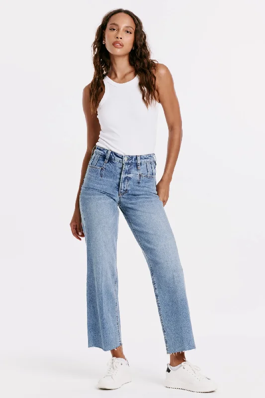 Holly Super High Rise Wide Hem Straight Jean - Crescent