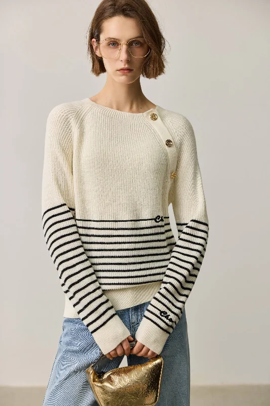 LILY Wool-Blend Striped Knit Top