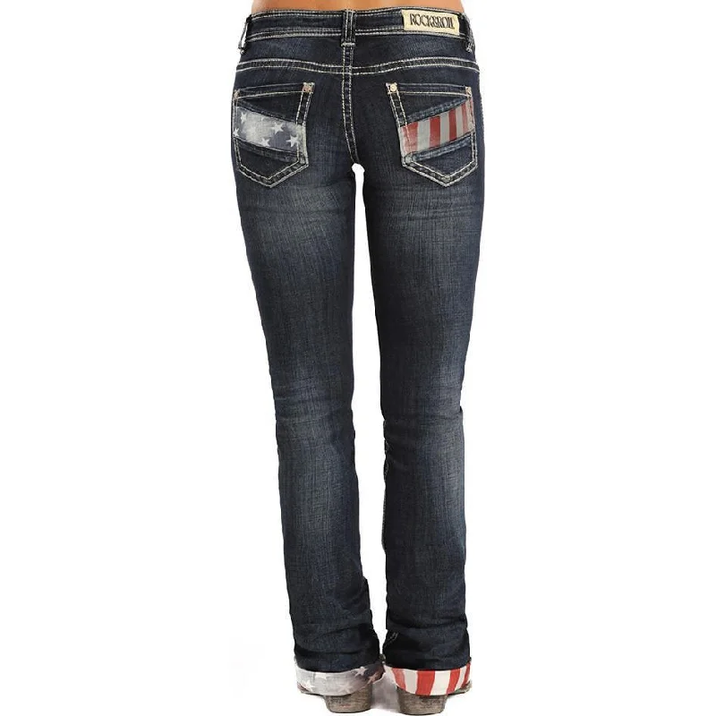 Panhandle Slim Mid Rise Rock&Roll Cowgirl- Stars and Stripes Boyfriend Jean