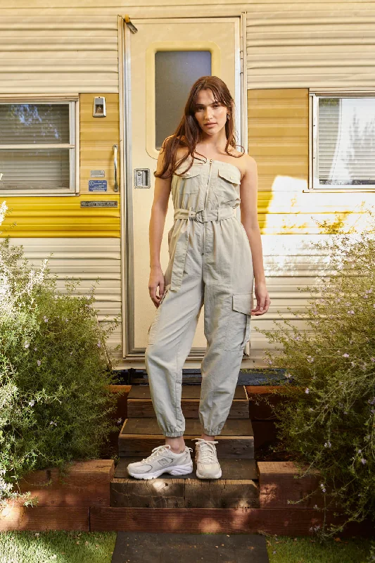 Cargo Belted Jumpsuit - Ecru