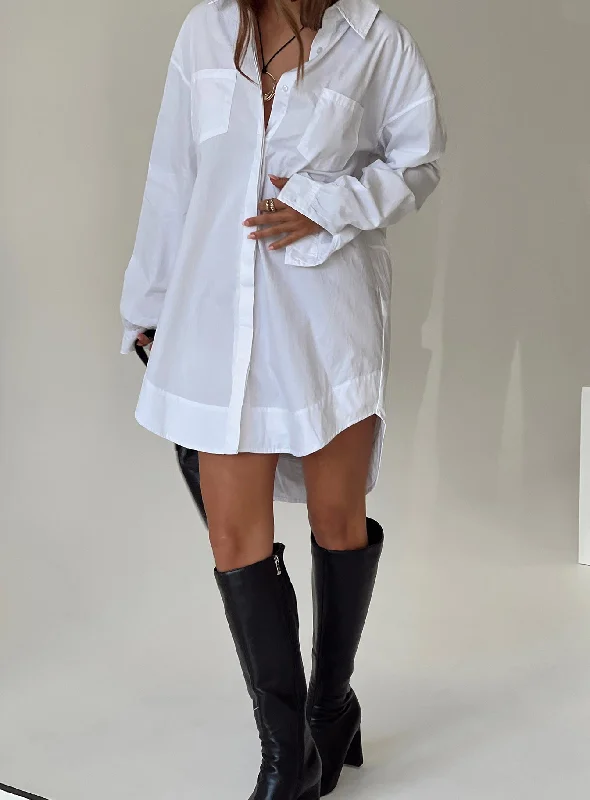 Koumi Mini Shirt Dress White