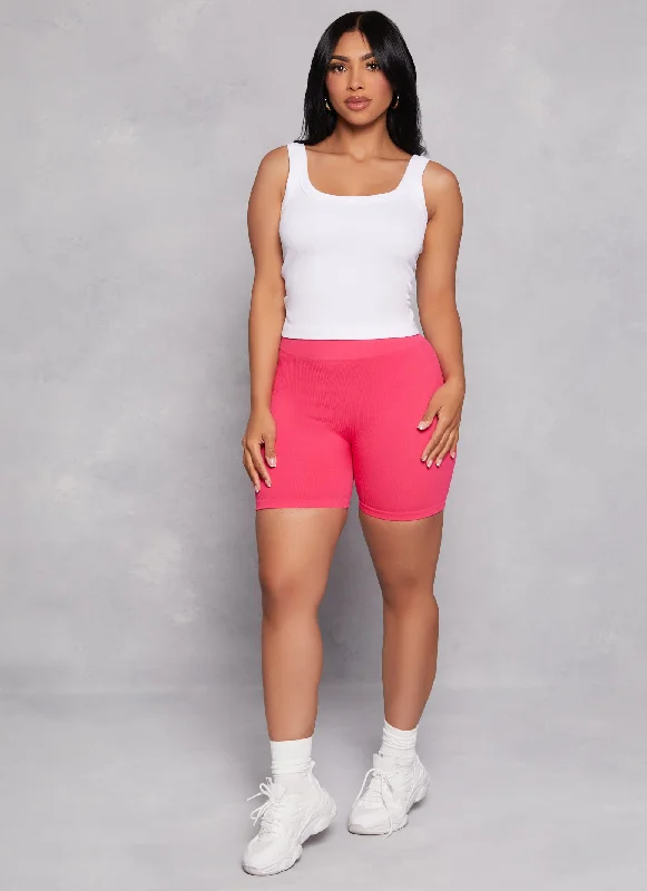 Ribbed Knit Seamless Cycling Shorts