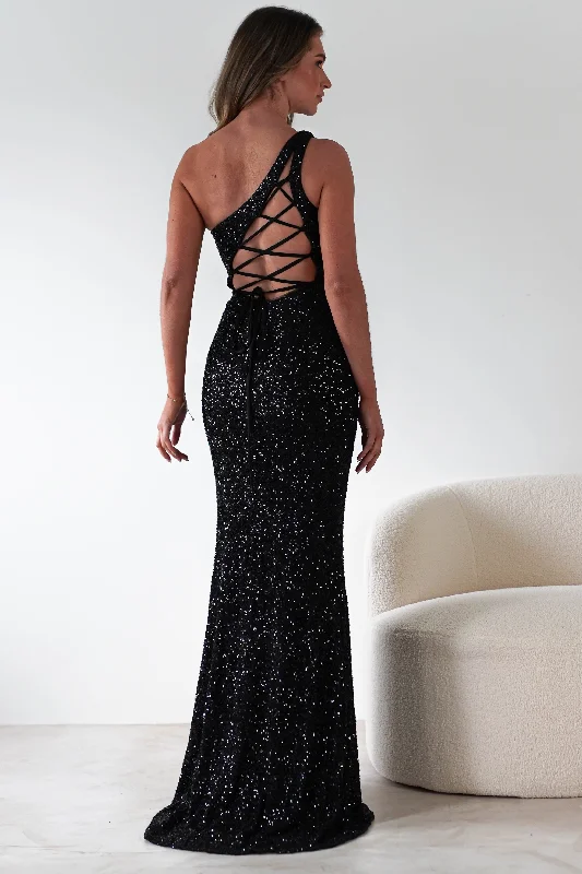 Charley Sequin Bodycon Gown | Black