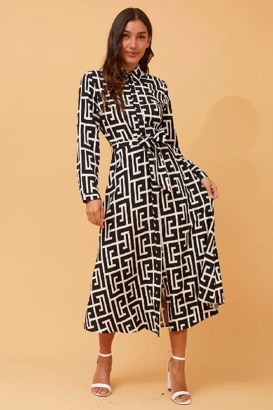 MARGO MAZE PRINT SHIRT DRESS