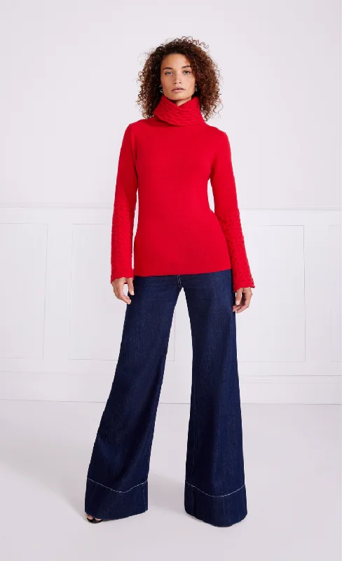 Honeycomb Knit Jumper - Poppy Red